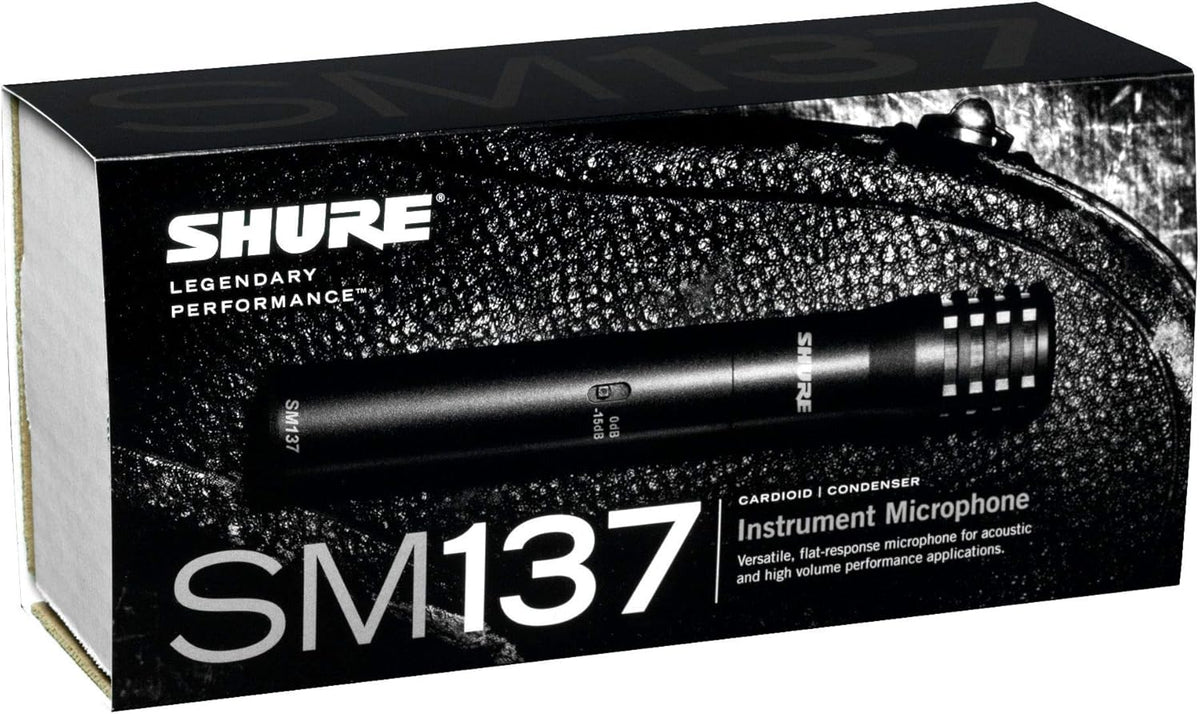 Cardioid Instrument Condenser Microphone with Thin Diaphragm, Low Self-Noise, Mic Clip and Zippered Pouch U318466