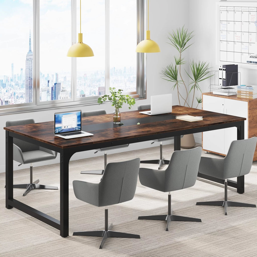 78.7" Rustic Brown Computer Office Desk S18157