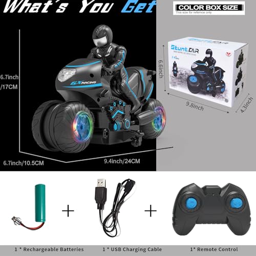 Remote Control Motorcycle with LED Wheels Blue T8827