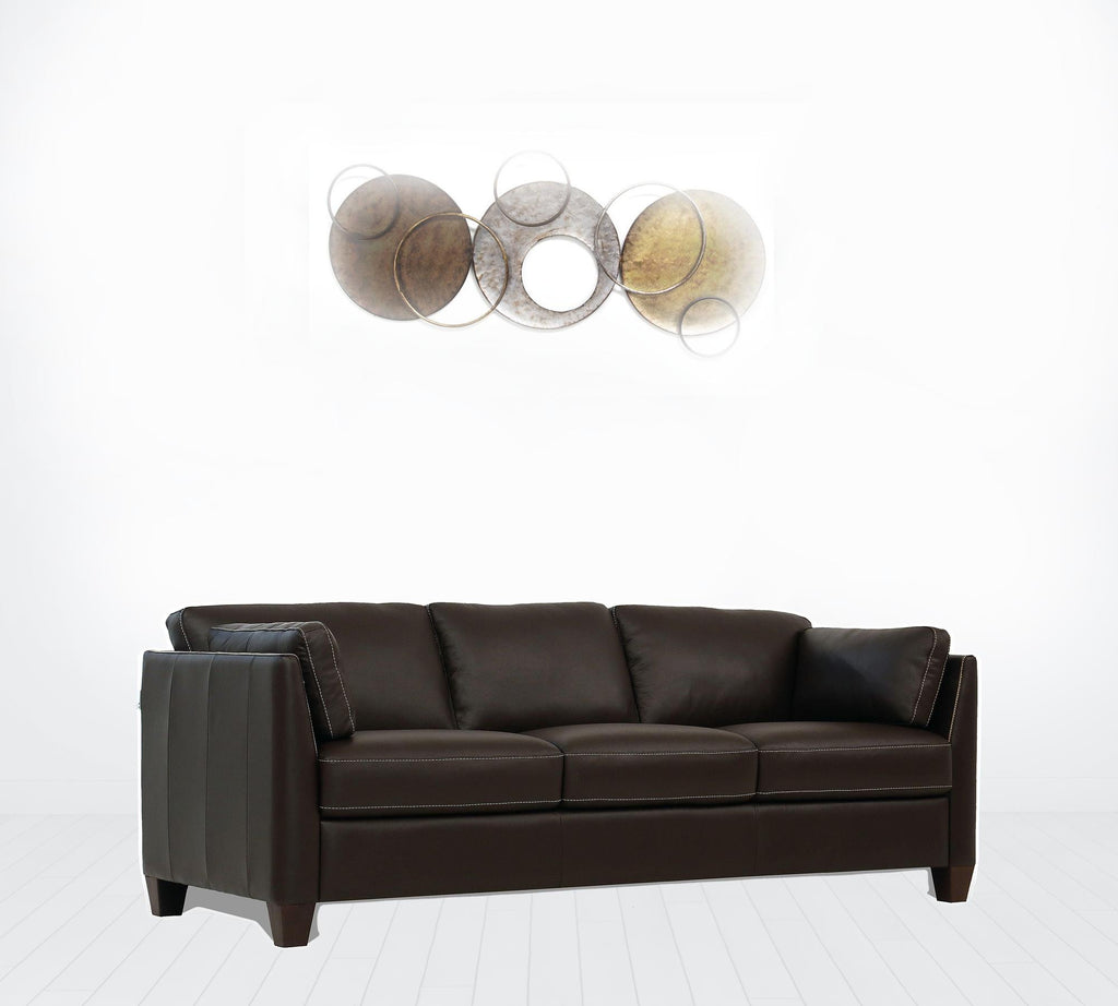 Chocolate Leather & Black Sofa V8000