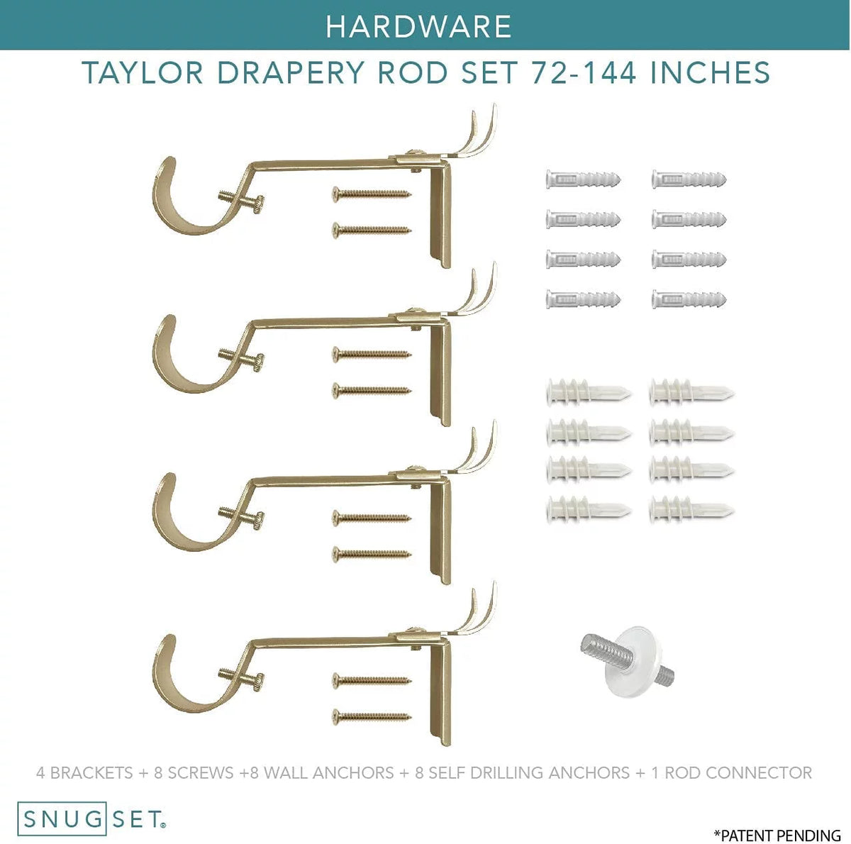 72-144" Curtain Rod with 4 Brackets R27201