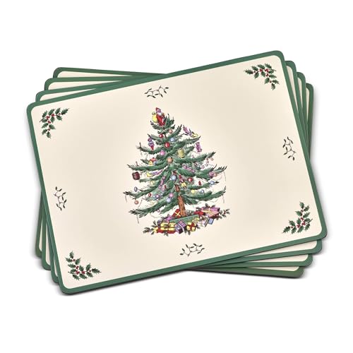 Christmas Tree Placemats & Coasters Set Cork Back N4450