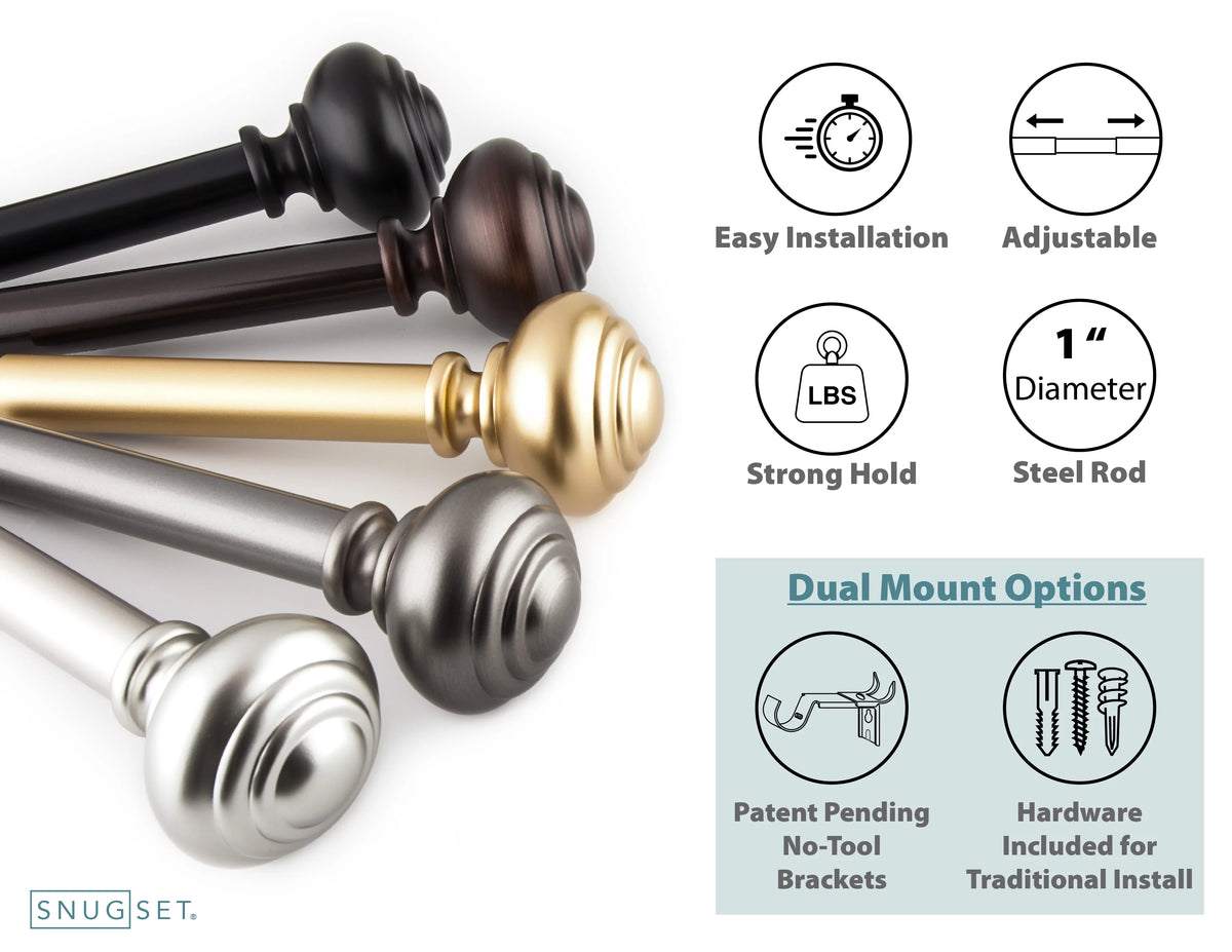 72-144" Curtain Rod with 4 Brackets R27201