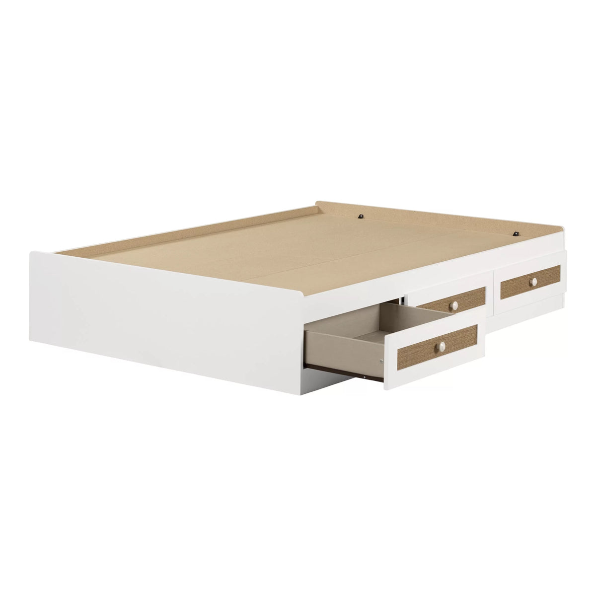 White Full Bed with 3 Drawers M4350