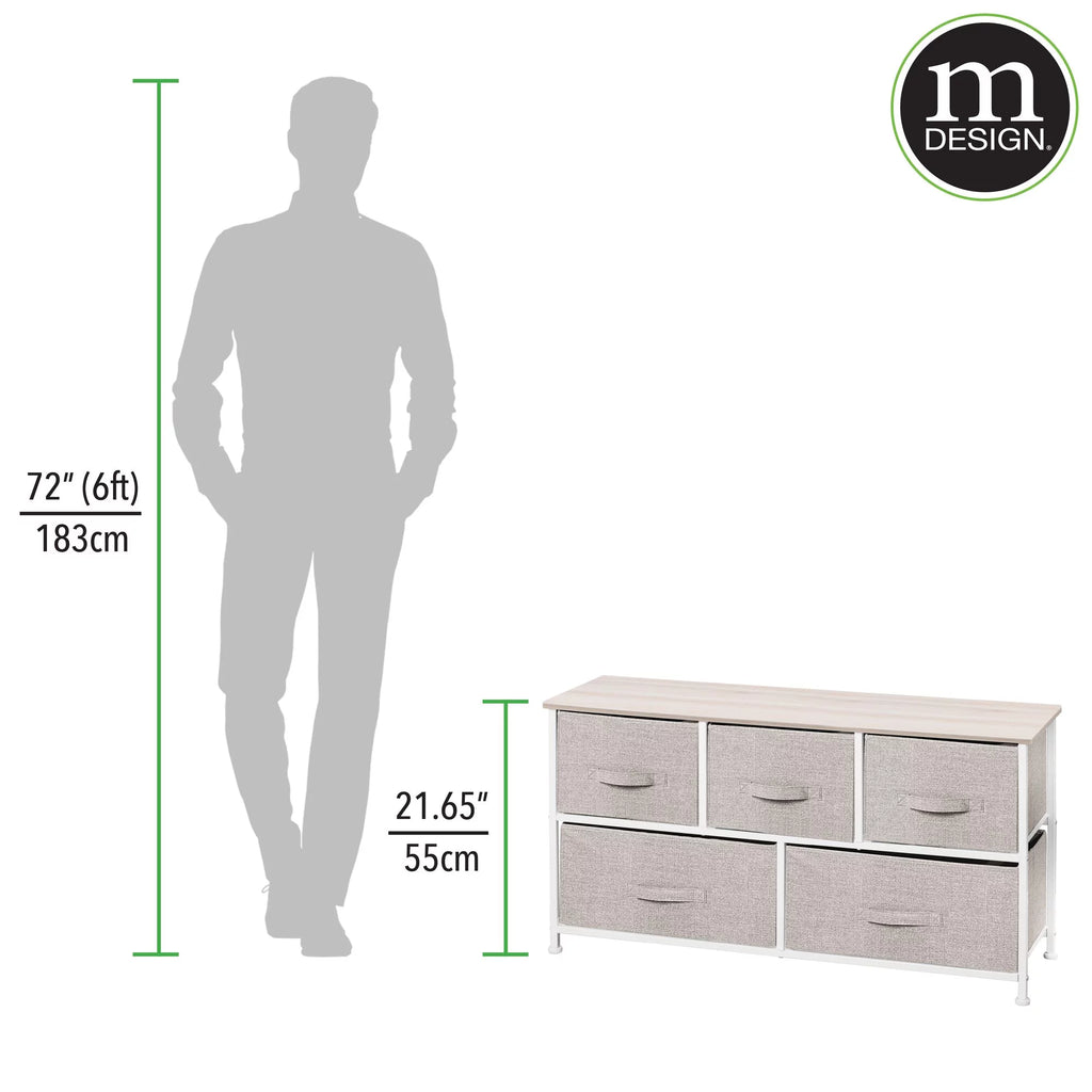 Wide 5 Removable Fabric Drawers Storage Dresser O153425