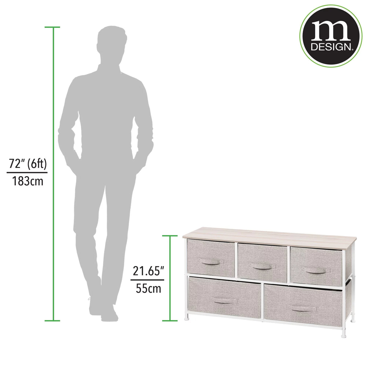 Wide 5 Removable Fabric Drawers Storage Dresser O153425