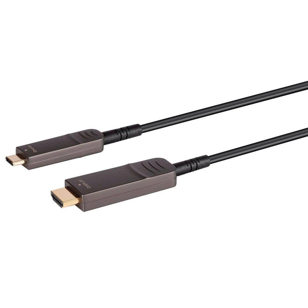 USB 3.1 Type-C to HDMI Video Cable, 30 Feet, Black, 4K@60Hz, Fiber Optic, AOC, Gold Plate U682733
