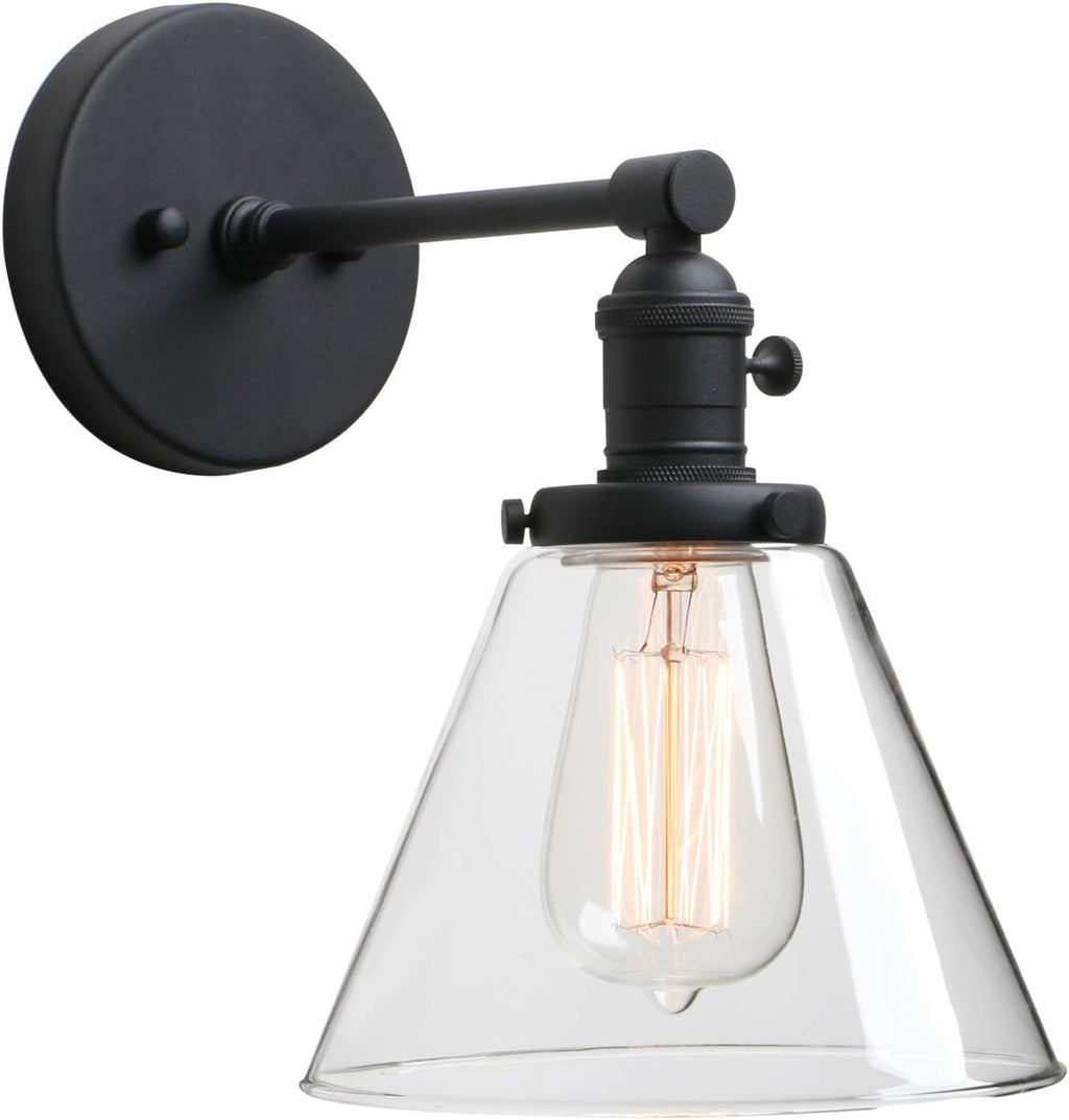 Black Industrial Wall Sconce Light with 7.3 Inches Cone Canopy P400718