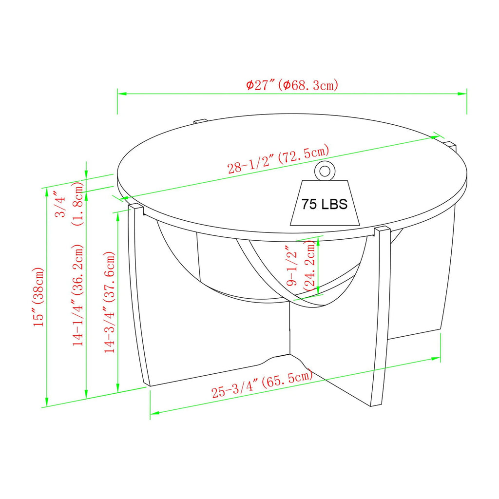 28" Modern Glam Arch-Base Coffee Table O61127