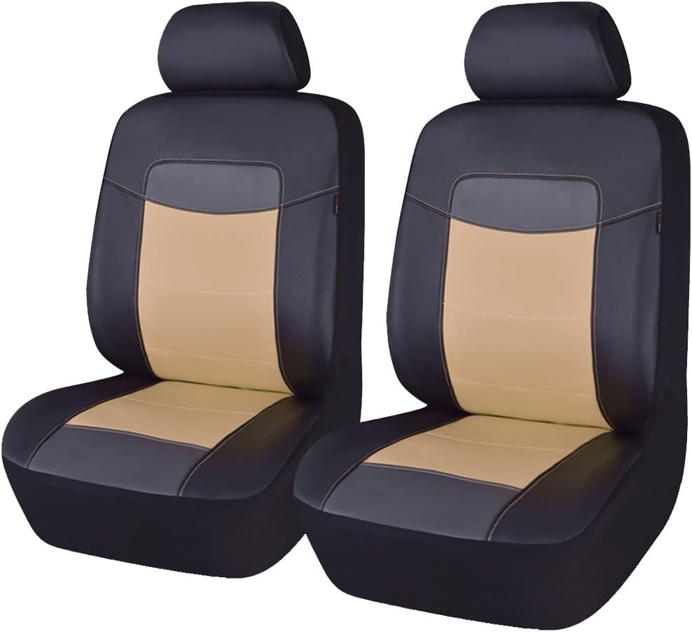Black Leather Car Seat Covers Full Set Pack of 2 F944043