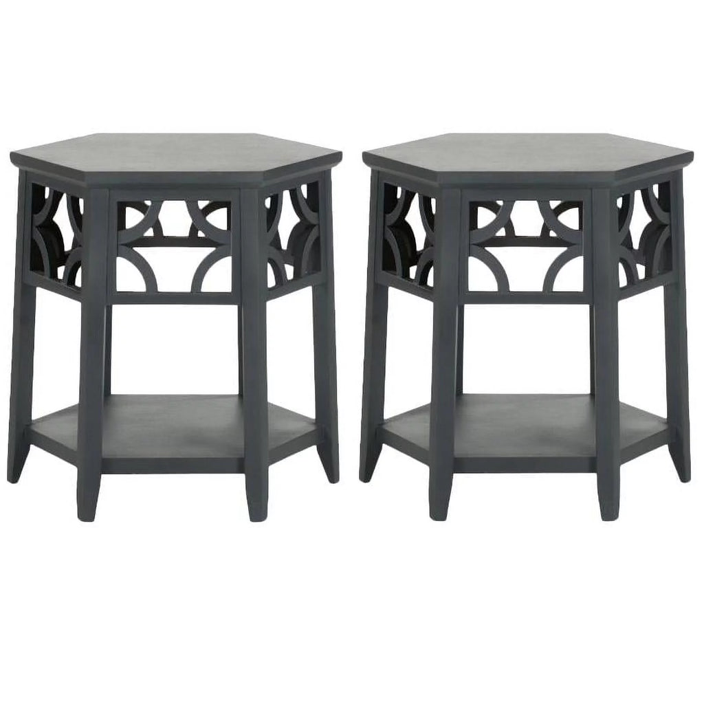 Wood Hexagon End Table Set of 2 A725663