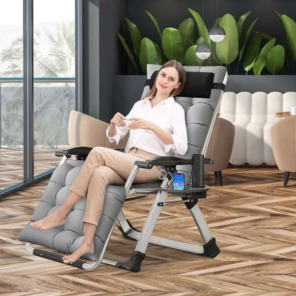 Zero Gravity Chair with Side Table, Padded Lounge Chair, Black Y215908