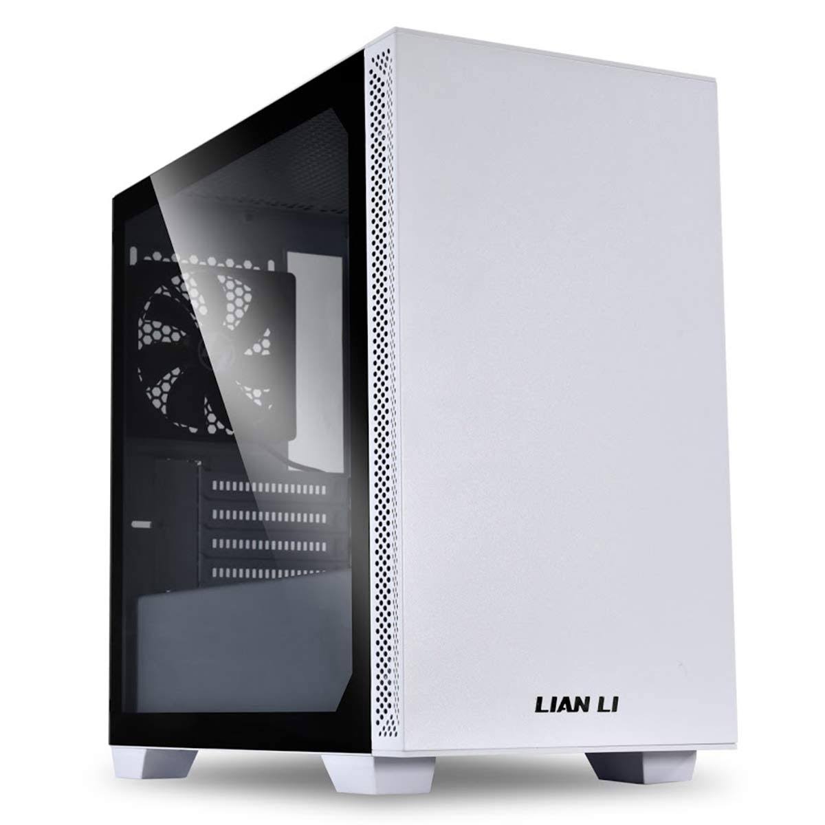 White MicroATX Mid-Tower Gaming Case with Tempered Glass Side Panel V805052
