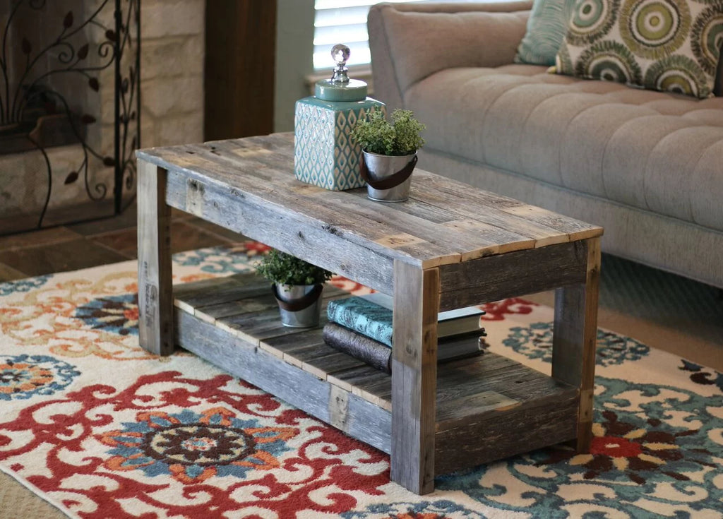 Unfinished Wood Coffee Table with Shelf S210545