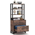 Rustic Brown/Black 2 Drawer Lock File Cabinet T9096