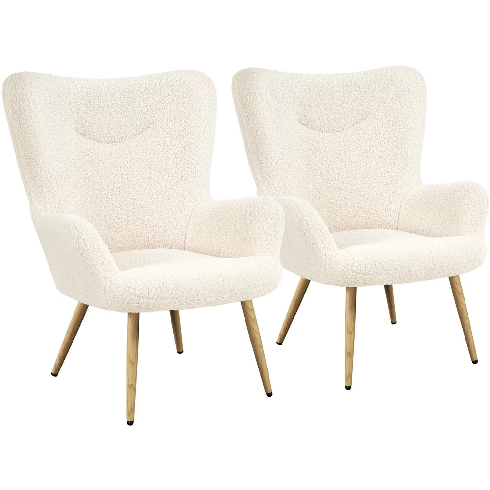 Ivory Boucle Accent Chair with Metal Legs R140858