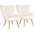 Ivory Boucle Accent Chair with Metal Legs R140858
