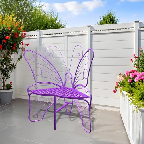 Black Metal Butterfly Outdoor Bench S530017