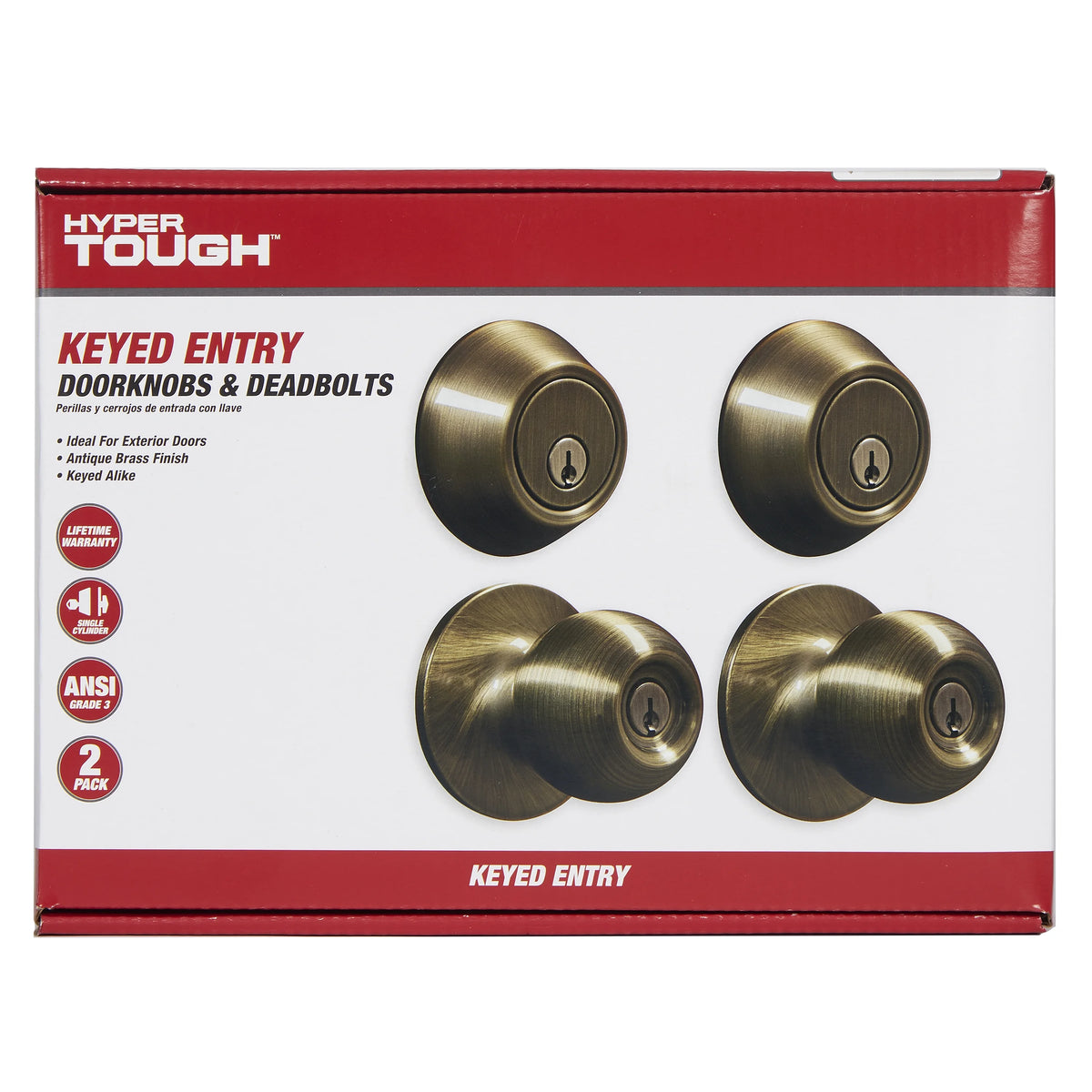 Keyed Entry Ball Doorknob and Deadbolt Combo in Oil-Rubbed Bronze, Twin Pack T878