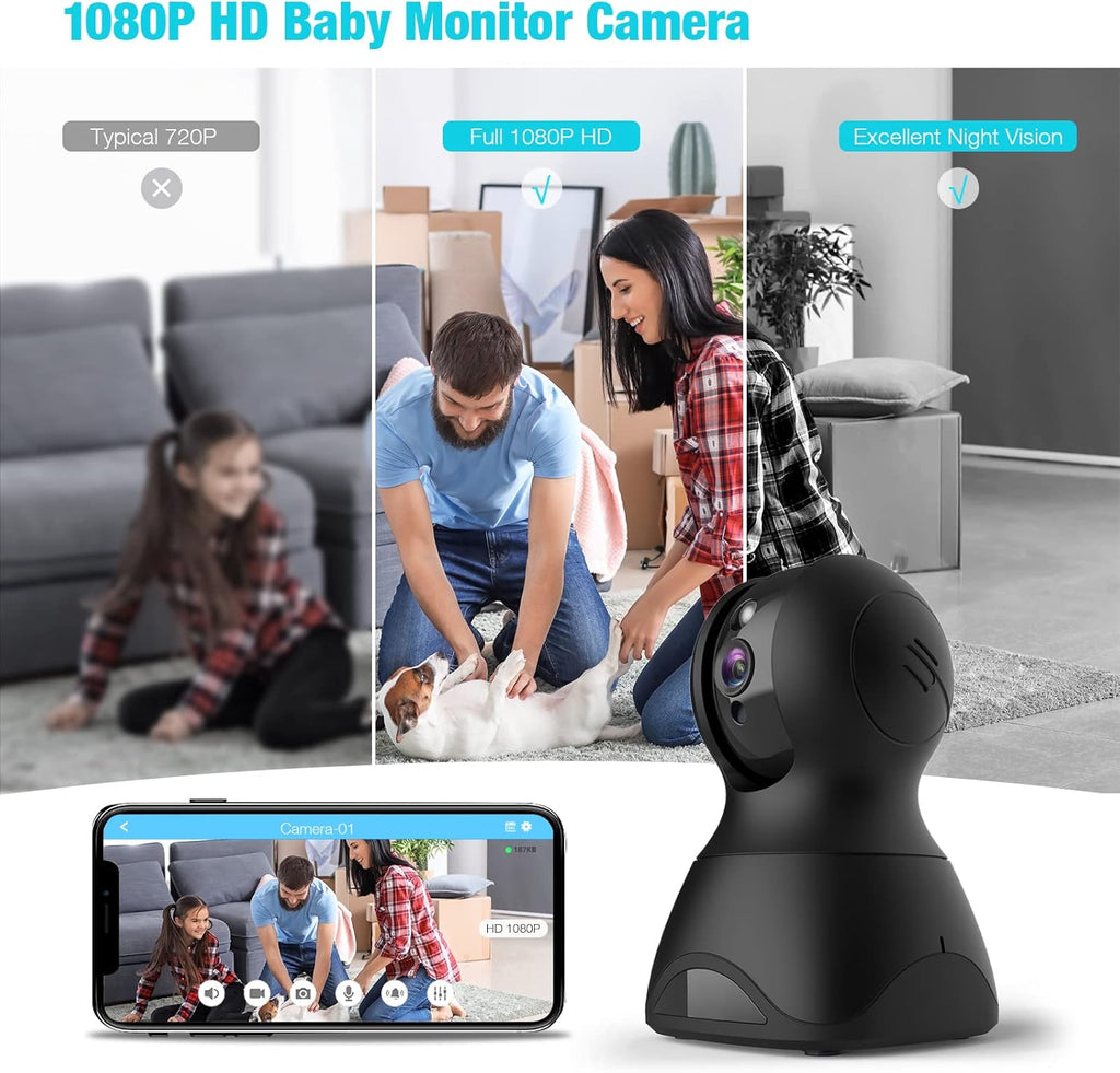 1080P Indoor WiFi Pet Camera with 2-Way Audio and Night Vision A87630