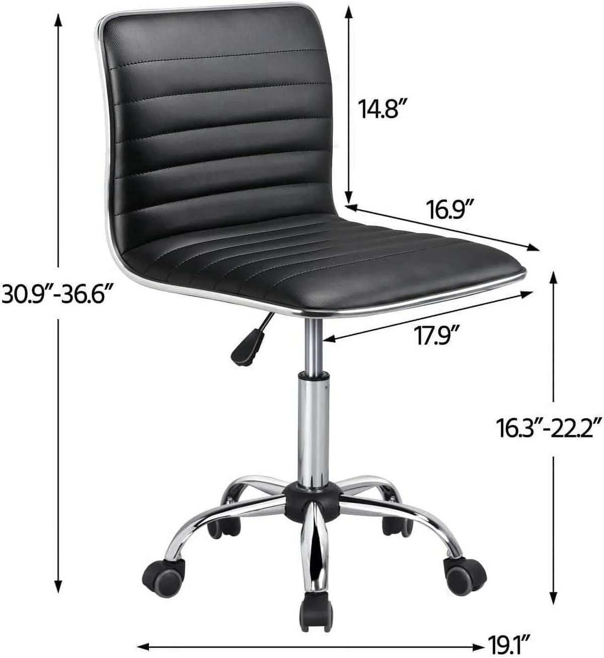 Black PU Leather Low Back Executive Office Chair with Wheels V9936