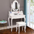 White Dressing Table and Stool Set with 4 Drawers & Mirror X2770