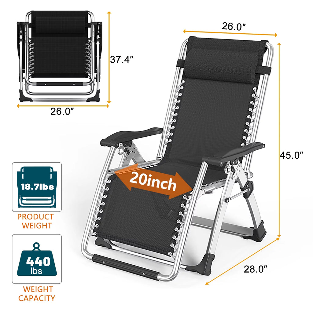 Zero Gravity Chair with Side Table, Padded Lounge Chair, Black Y215908