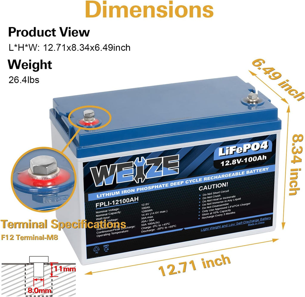 12V 200Ah LiFePO4 Lithium Battery with Smart BMS G733