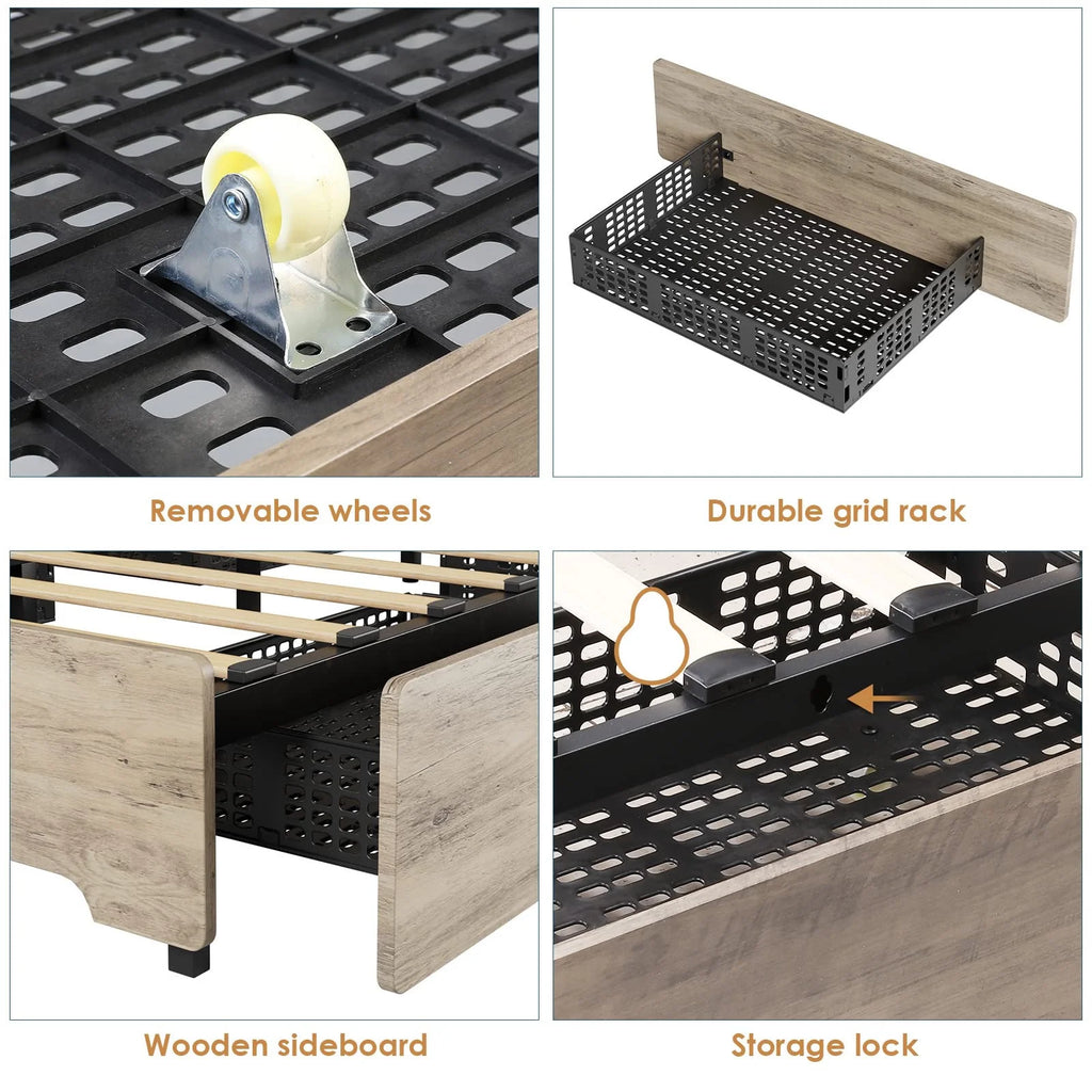 Queen Bed Frame with 4 Storage Drawers Y449