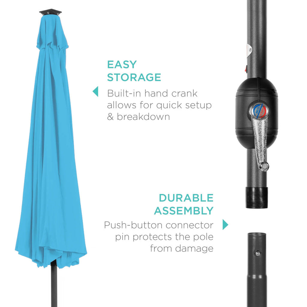 10ft Solar LED Lighted Patio Umbrella with Tilt Adjustment U48626