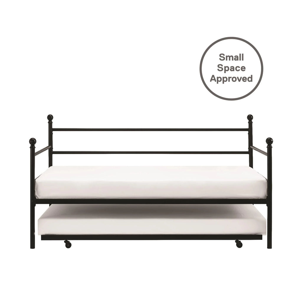 Black Metal Daybed with Trundle, Twin Size Z699