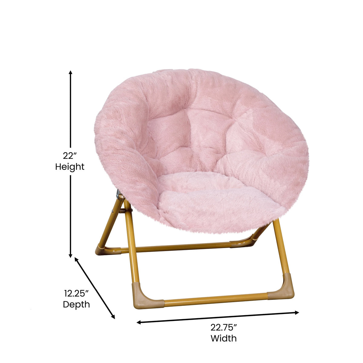 Blush Faux Fur Kids Mini Folding Saucer Chair C253844