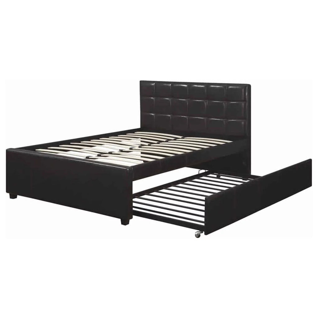 Twin Bed with Trundle Tufted Headboard Y43078