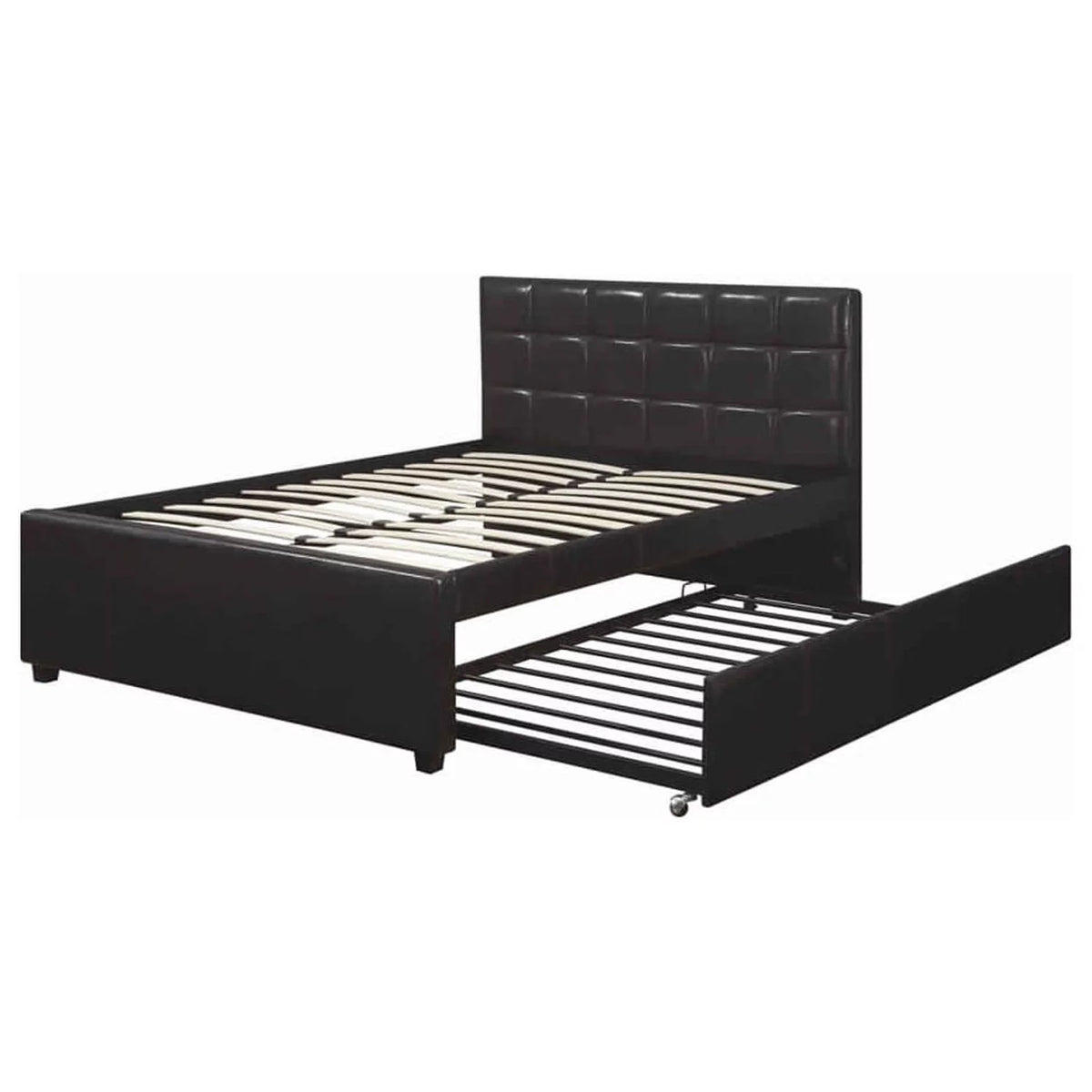 Twin Bed with Trundle Tufted Headboard Y43078
