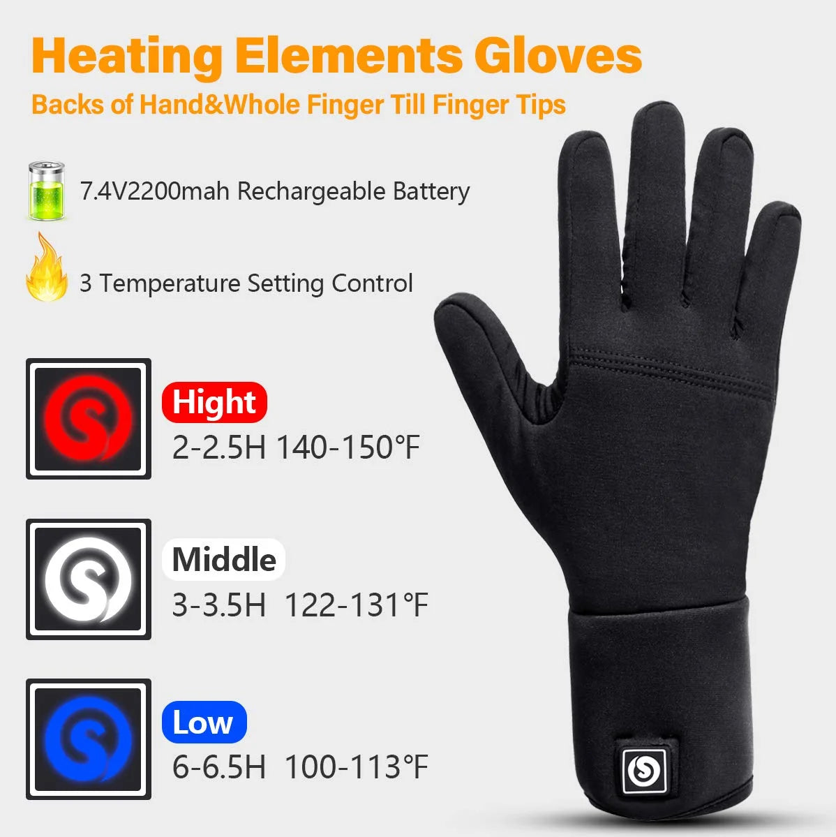 Rechargeable Waterproof Heated Gloves Liners N603