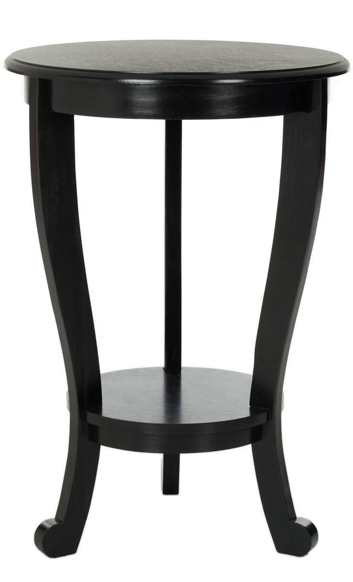 Distressed Black Pedestal Side Table A608