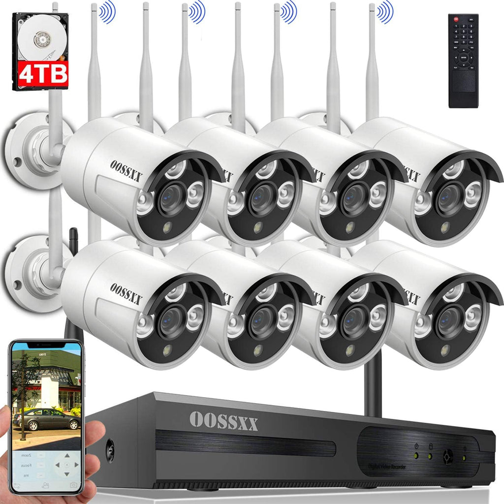 2K 3.0MP Wireless Security Camera System, 8 Channel NVR with 4TB HDD C2520