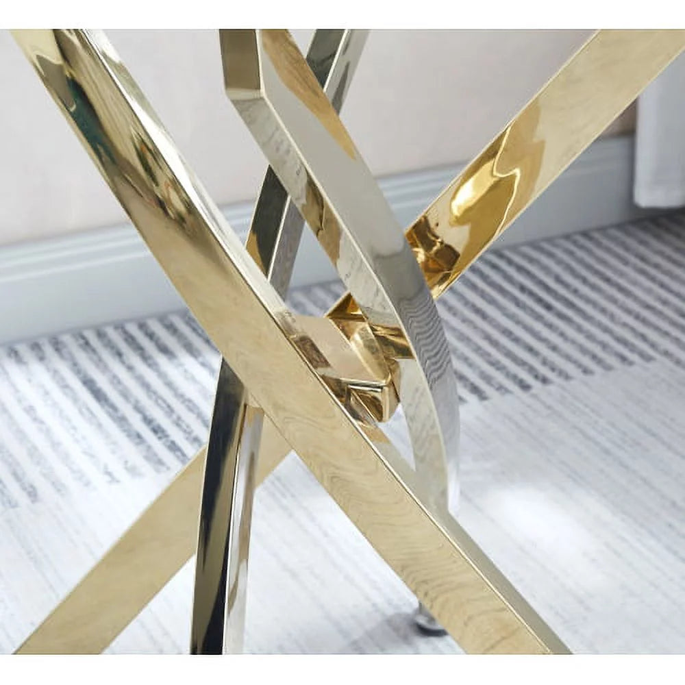 Round Tempered Glass End Table with Chrome Legs V857