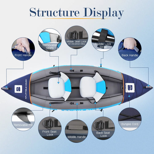 2 Person Inflatable Kayak Blue N916413