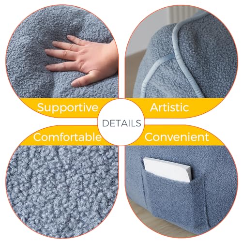Beige Large Fluffy Bean Bag Chair with Armrest V619