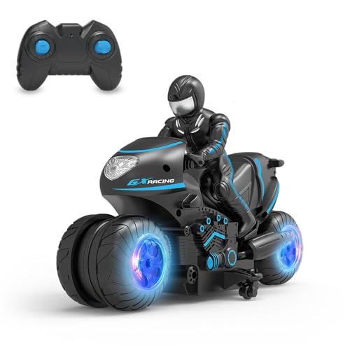 Remote Control Motorcycle with LED Wheels Blue T8827