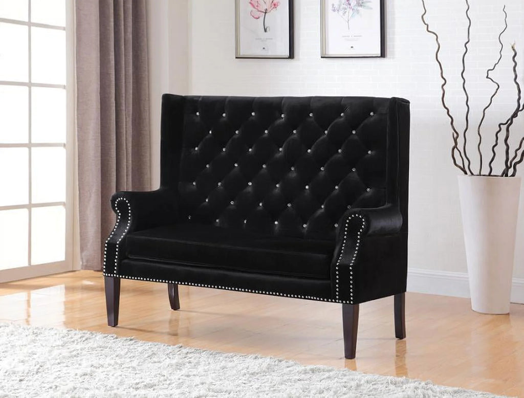 Black Tufted Back Settee E876270