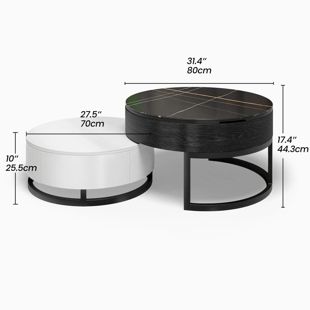 Round Lift-Top Nesting Coffee Table Set with 2 Drawers I770833