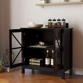 Brown Kitchen Cabinet with Double Glass Doors C491052