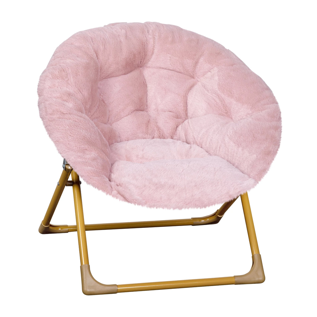 Blush Faux Fur Kids Mini Folding Saucer Chair C253844