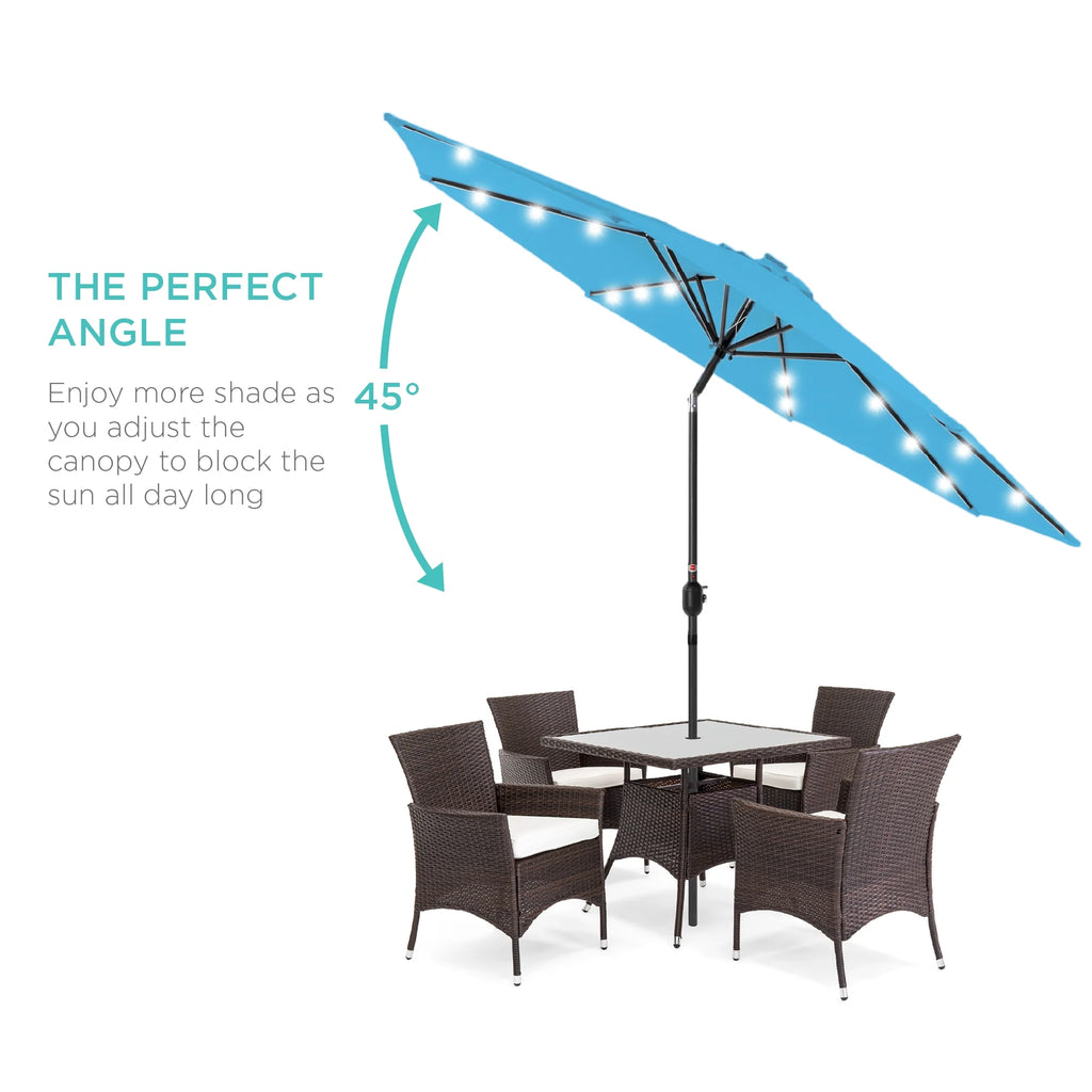 10ft Solar LED Lighted Patio Umbrella with Tilt Adjustment U48626