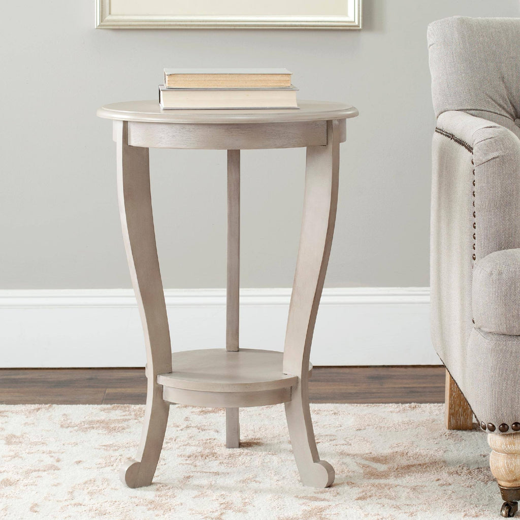 Distressed Black Pedestal Side Table A608