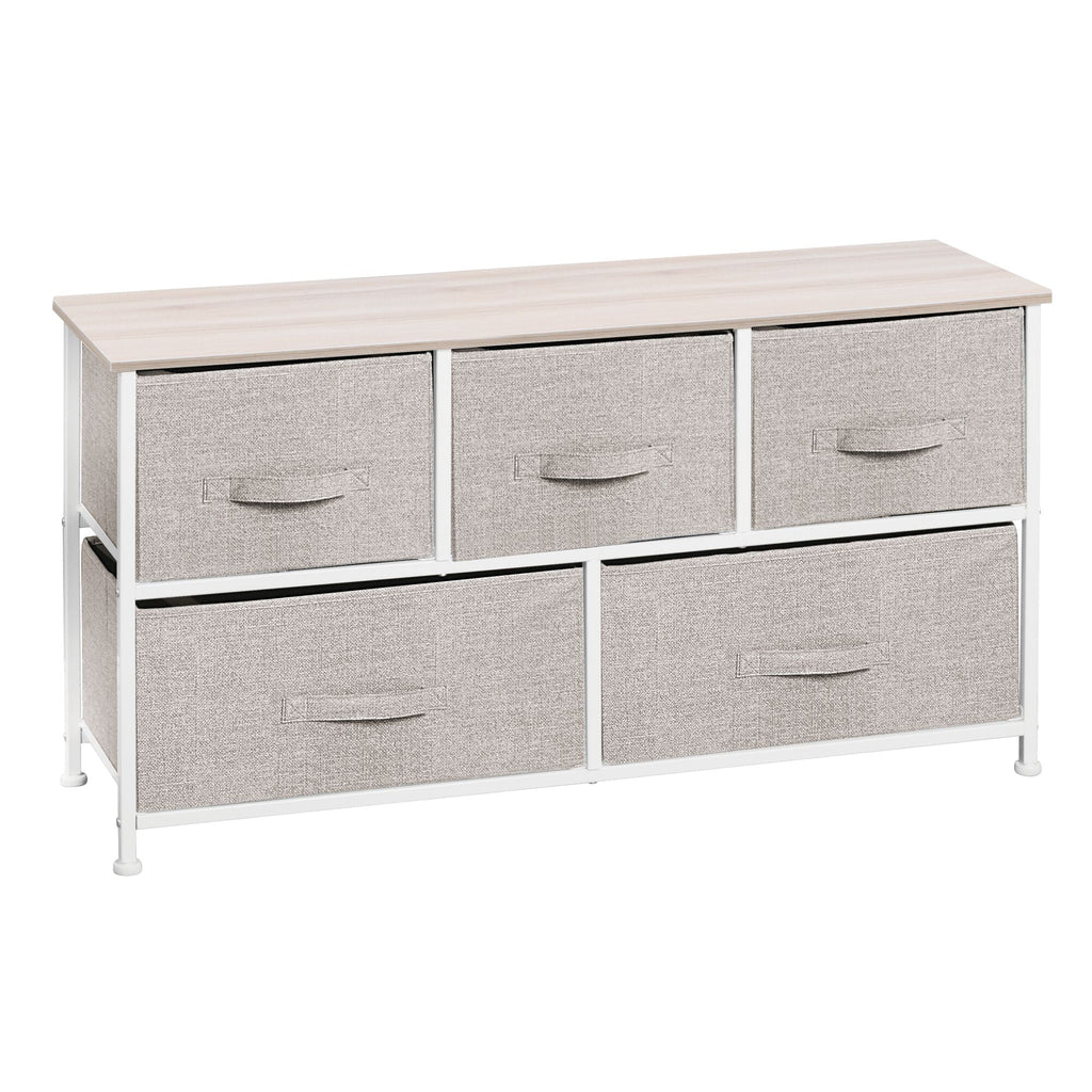 Wide 5 Removable Fabric Drawers Storage Dresser O153425