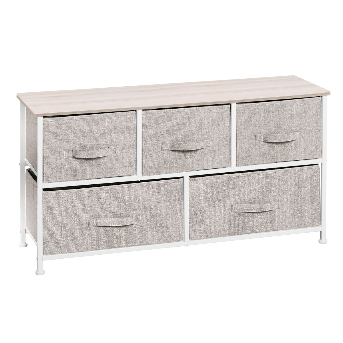 Wide 5 Removable Fabric Drawers Storage Dresser O153425