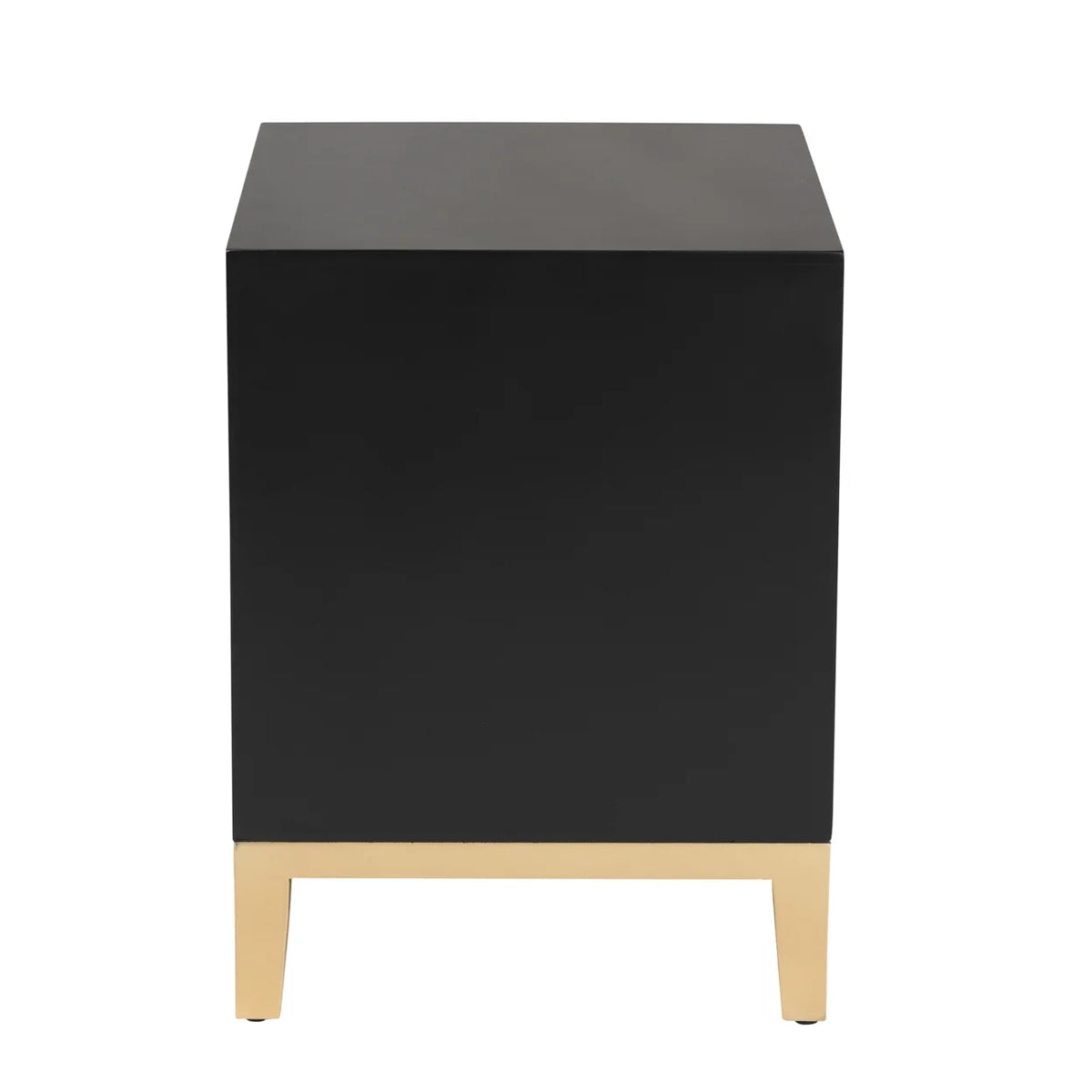 Black Wood and Gold Metal 2-Drawer End Table R37131